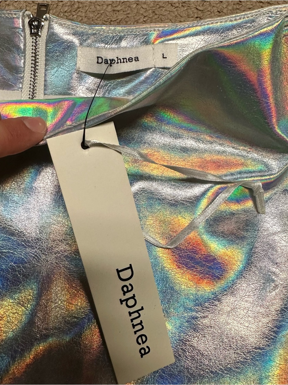 Iridescent Silver Holographic Mini Skirt - Picture 2 of 2
